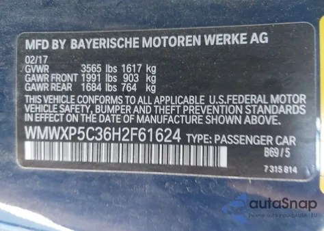 2017 Mini Hardtop Cooper from USA, damaged, VIN WMWXP5C36H2F61624